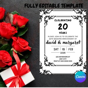 Editable Wedding Anniversary Invitation template / Invitation Template for Wedding Couples / Anniversary Invitation