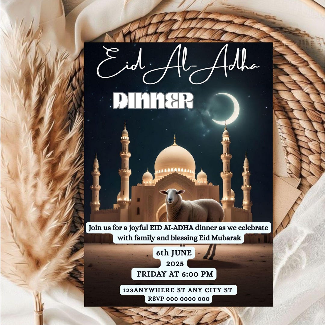 Editable Eid Dinner Invitation Template / Editable Eid Ul Adha Dinner ...