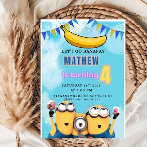 Editable Minion Birthday Invitation Template (Digital Download)