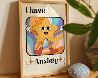 Lustiges Angst Stern Poster: Retro witzige Wandkunst (Digitaler Download)