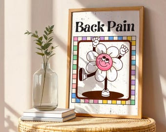 Retro "Rückenschmerzen" lustiges Wandbild Daisy Smiley Poster - Lustiger Druck, Retro Wandkunst, Einzigartige Wandkunst