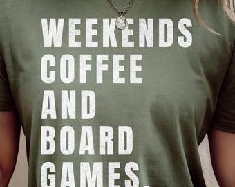 Cozy Board Game Shirt for Coffee Lovers and Board Gamers, 100% Airlume Cotton, Bella+Canvas Unisex Tee