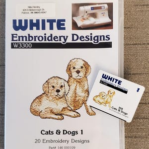 Stickkarte 20 Designs Hunde und Katzen1 Baby Lock/Deco/Weiss W3300/Bernina/Brother/Simplicity