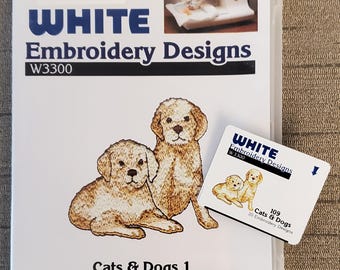 Embroidery Card 20 Designs Cats and Dogs1 Baby Lock/Deco/White W3300/Bernina/Brother/Simplicity