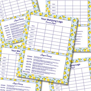 Mahjong Score Card Template | Editable Canva League Tournament Score Sheet (Instant Download) | Mahjong Teacher Resources