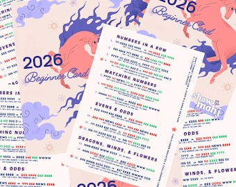 Tarjeta de Mahjong Fácil para Principiantes 2026, Mahjong 101 (Descarga Instantánea), Tarjeta del Año del Caballo de Fuego