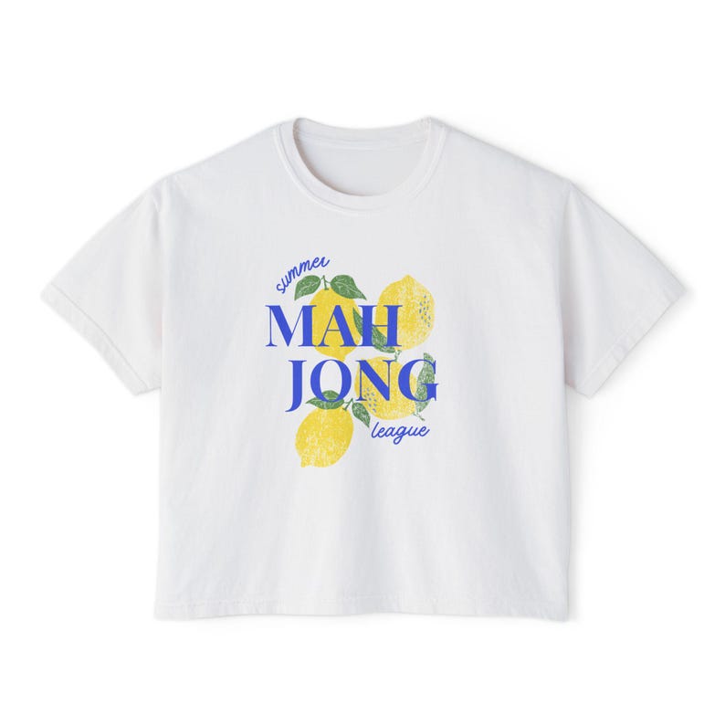 Mahjong Summer League Boxy Tshirt | Summer Lemon Graphic Shirt | image 3