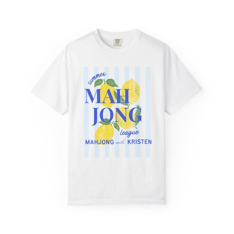 Mahjong Lemon Striped Summer League T-shirt, Bright Cute Mahj Top image 6