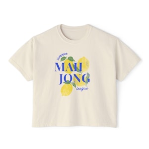 Mahjong Summer League Boxy Tshirt | Summer Lemon Graphic Shirt | image 4