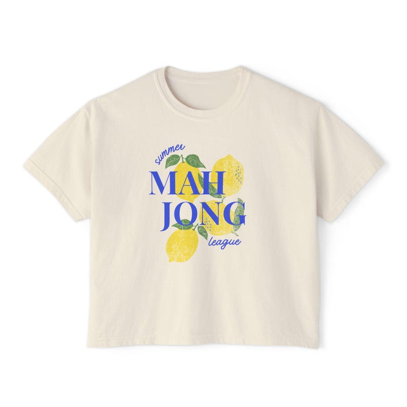 Mahjong Summer League Boxy Tshirt | Summer Lemon Graphic Shirt | image 4