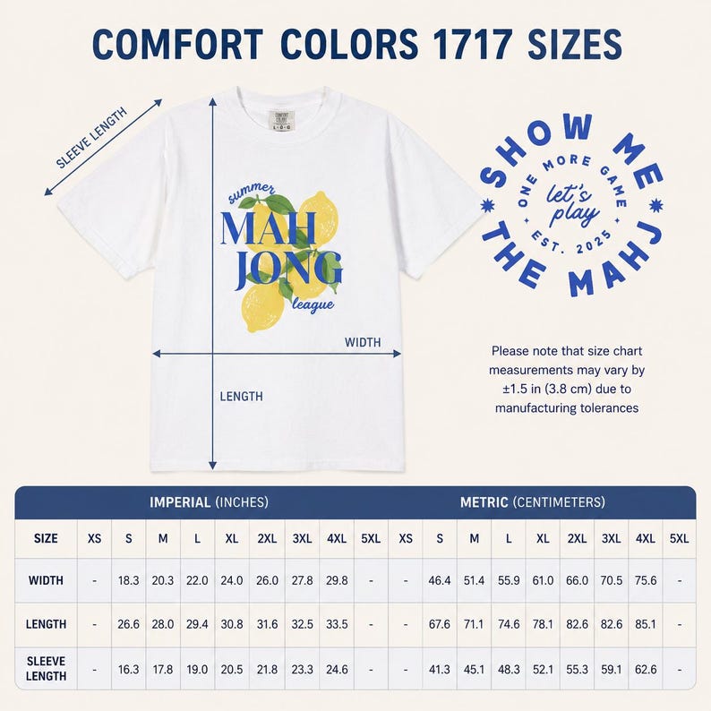 Summer Mahjong League Lemon T-Shirt, Group Game Apparel image 9