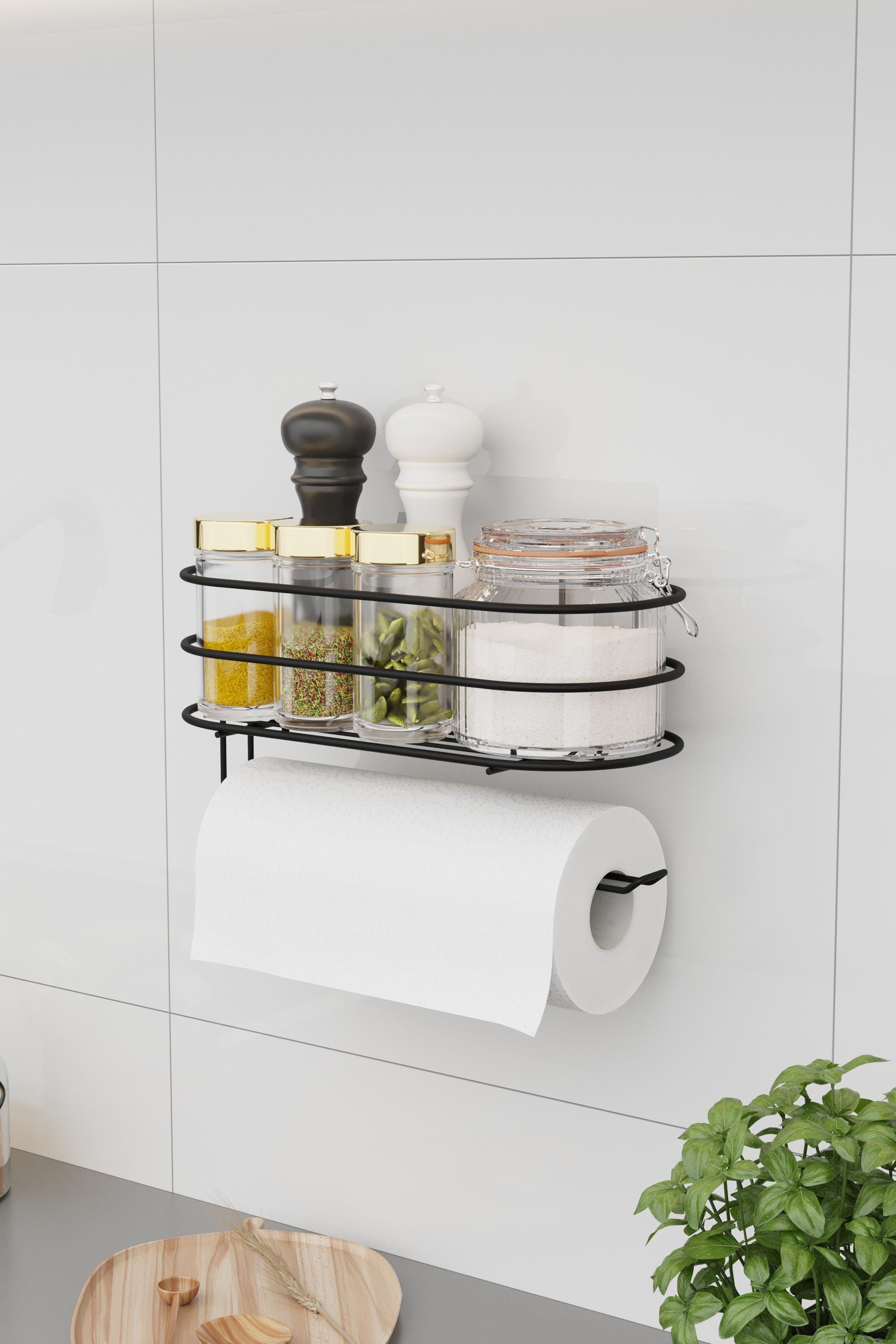 Portarrollos de papel moderno: decoración de cocina, regalo de inauguración de la casa, porta toallas adhesivo, elegante decoración de cocina, organizador de especias, ¡SIN TALADROS!