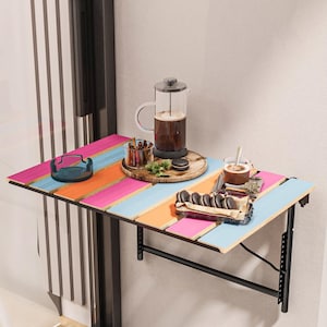 Balcony Bar Table for Deck - Wood Balcony Table, Outdoor Foldable Pub Bar Table, Balcony Table Space Saver, Folding Table for Terrace