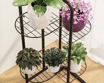 Maceta metálica de 4 niveles: soporte para plantas, soporte metálico para plantas, soporte metálico para plantas, maceteros para interior y exterior, decoración del hogar