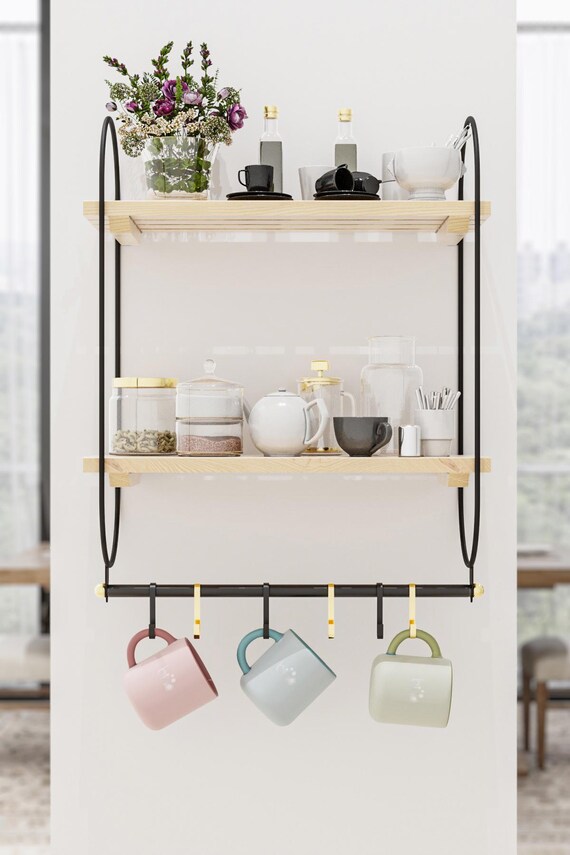 SCAFFALE SOSPESO IN Legno Scaffale A Parete Scaffale Bagno-parete - Foto 4