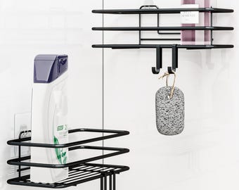 2-teiliges No-Drill-Badezimmerregal-Set: Hängender Duschorganizer