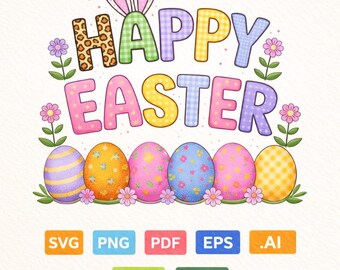 Frohe Ostern PNG, Hasen Ostern Shirt Design, Kinder Ostern PNG, Kariertes Ostern Design, Sublimationsdateien