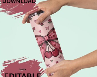 Kokette Schleifen Becher Design: Kariert 20 Unzen PNG Wrap (Digital Download)