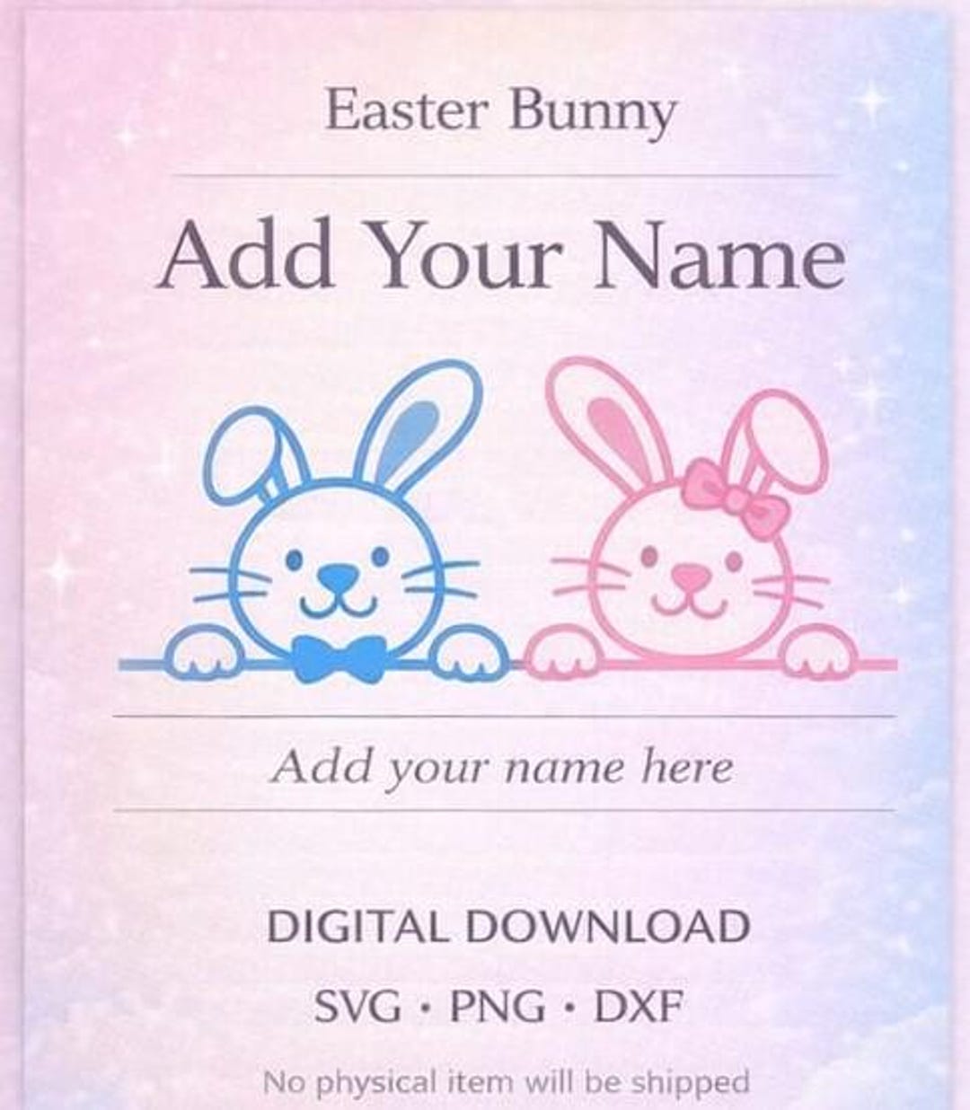 Easter Bunny Split Frame SVG PNG Cut File, Boy & Girl Bunny, Add Your ...