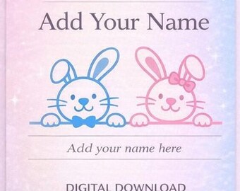 Osterhase Split Frame SVG PNG Schnittdatei, Boy & Girl Bunny, fügen Sie Ihren Namen, Clipart, Cricut, DXF, personalisierbares Design