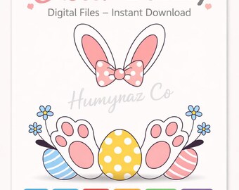 Osterhasen-Svg, Split-Monogramm, Häschen-Namen-Svg, Ostern-Namenssvg, Fröhlichen Ostern-Svg, Kaninchen-Svg. Schnittdatei Cricut, Silhouette, Pdf Png Dxfp