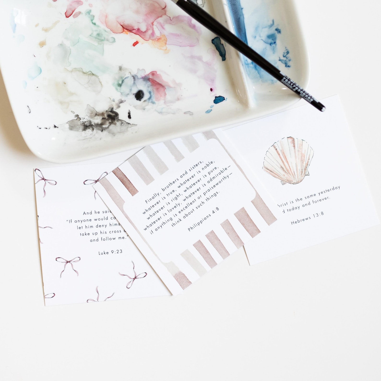 Scripture Verse Card Set - 31 Illustrated Watercolor Bible Verses for ...