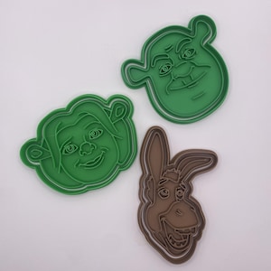Shrek Cookie Cutters Set – 3D Printed Shrek, Fiona and Donkey – Fondant, Biscuit, Cake Decorating – Shrek Party & Baking Gift