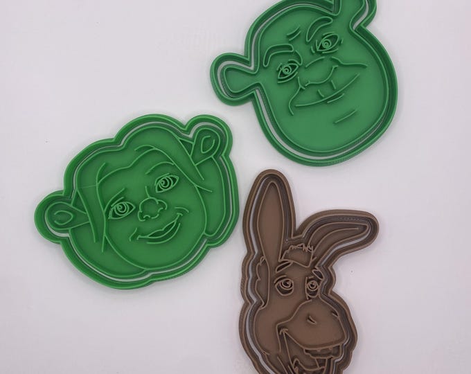 SHREK COOKIE CUTTER, Cookie Cutter Set, 3D Printed Shrek, Cooking Set, Fiona & Donkey, Biscuit Cutters for Birthday Parties And Baking Gifts