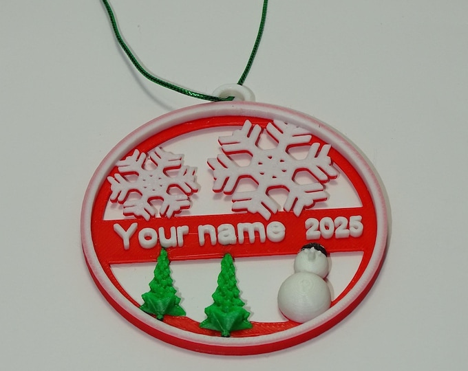 Personalized Christmas Ornament 2025 – Custom Name Tree Bauble with Green Ribbon | Holiday Keepsake | Custom Gift for Family & Friends