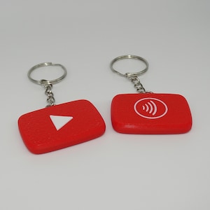Porte-clés NFC YouTube – Personnalisable avec chaîne, vidéo ou lien | Cadeau reprogrammable pour YouTubeurs, streamers et passionnés de technologie