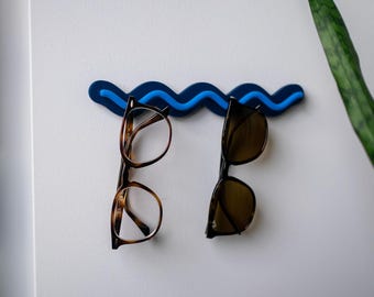 Porte-lunettes mural ondulé | Peut contenir jusqu'à 4 paires | Présentoir à lunettes coloré à effet ondulé | Organisateur de lunettes sans perçage