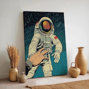 Astronaut Wall Art, Space Poster, Sci Fi Astronaut Print, Galaxy Space Decor, Outer Space Illustration, Cosmic Art Gift For Him