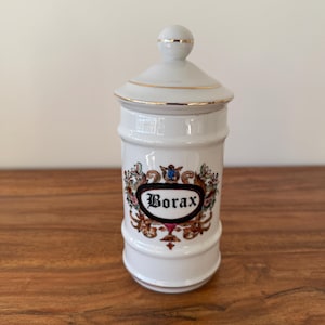 Tarro de boticario de porcelana vintage con 6 opciones de etiquetas vintage – 19 cm