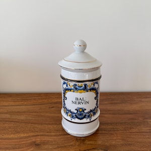 Tarro de cerámica vintage de boticario Bal Nervin, estilo francés, 21 cm