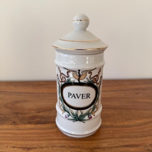 Tarro de boticario de porcelana vintage – Tarro clásico de cerámica francesa de 19 cm