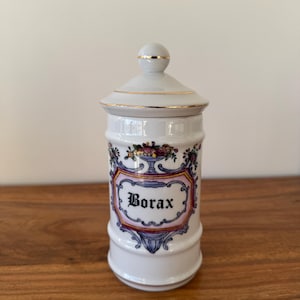 Bote de boticario de porcelana vintage – Jarra clásica de cerámica francesa de 19 cm