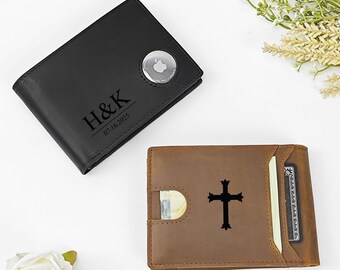 Custom Men&#39;s Wallet, Personalized Leather Air tag Wallet, Photo Wallet, Anniversary Gift for Him, Practical Boy Gifts, Gift For Him