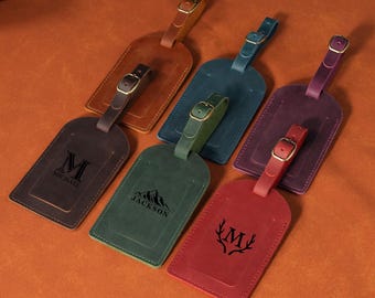 Etiqueta de equipaje de cuero personalizada, etiqueta de equipaje grabada a medida, regalo de cumpleaños, regalo para damas de honor, regalo para padrinos de boda.