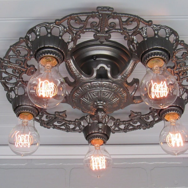 Vintage Cast Iron Ceiling Light Etsy