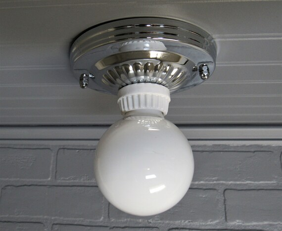 Vintage Art Deco Flush Mount Ceiling Light Single Bulb Light Farmhouse Decor Shabby Chic Cottage Lighting