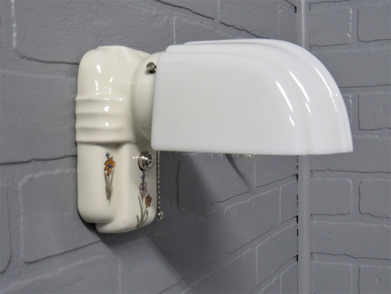 Vintage Art Deco Bathroom Wall Sconce Vanity Light Ivory Etsy