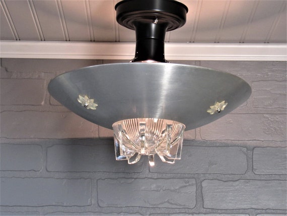 Vintage 1930 S Art Deco Retro Semi Flush Mount Ceiling Etsy