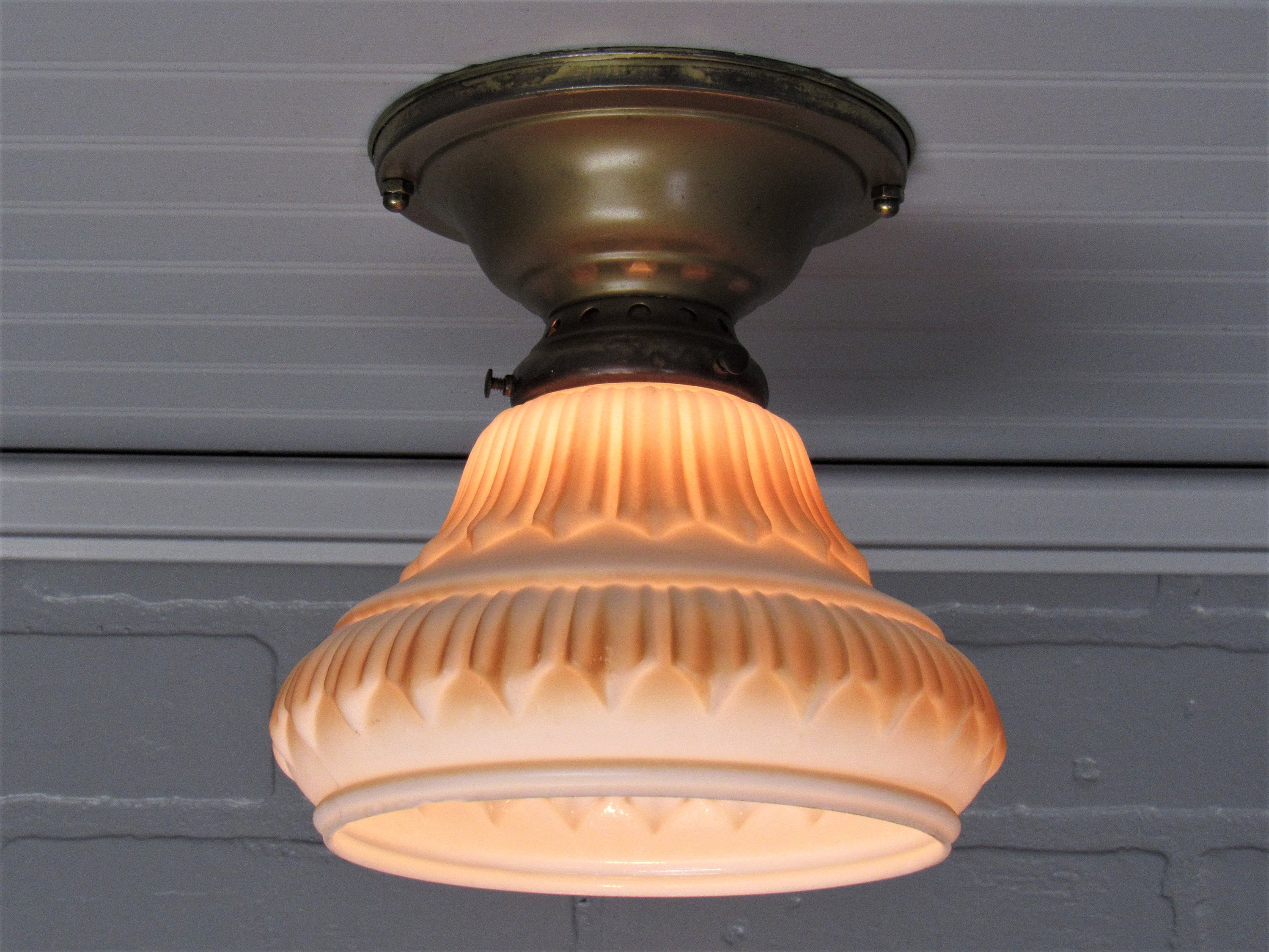 Vintage 1920's Art Deco Flush Mount Ceiling Light Etsy