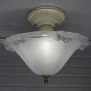 Vintage Art Deco Porcelain Semi Flush Mount Ceiling Light PORCELIER 10 1/2" Long