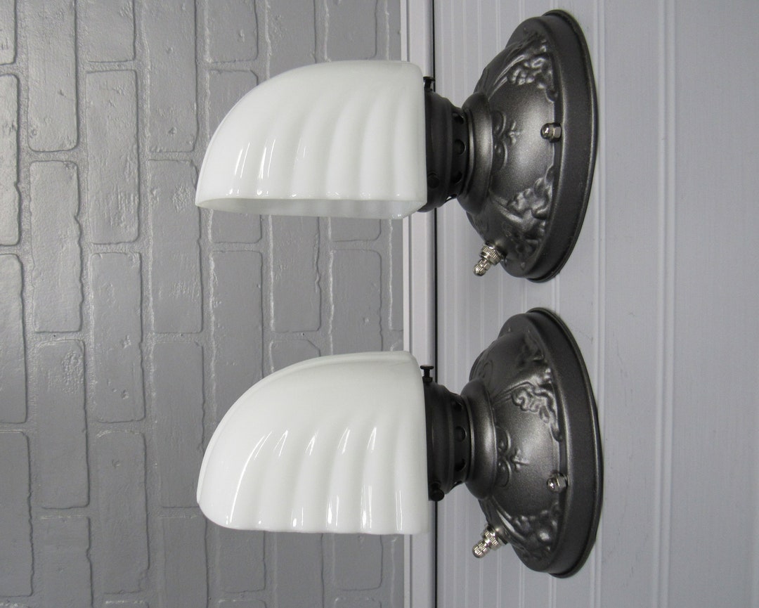 Pairantique Art Deco Bathroom Wall Sconces Vanity Light Etsy