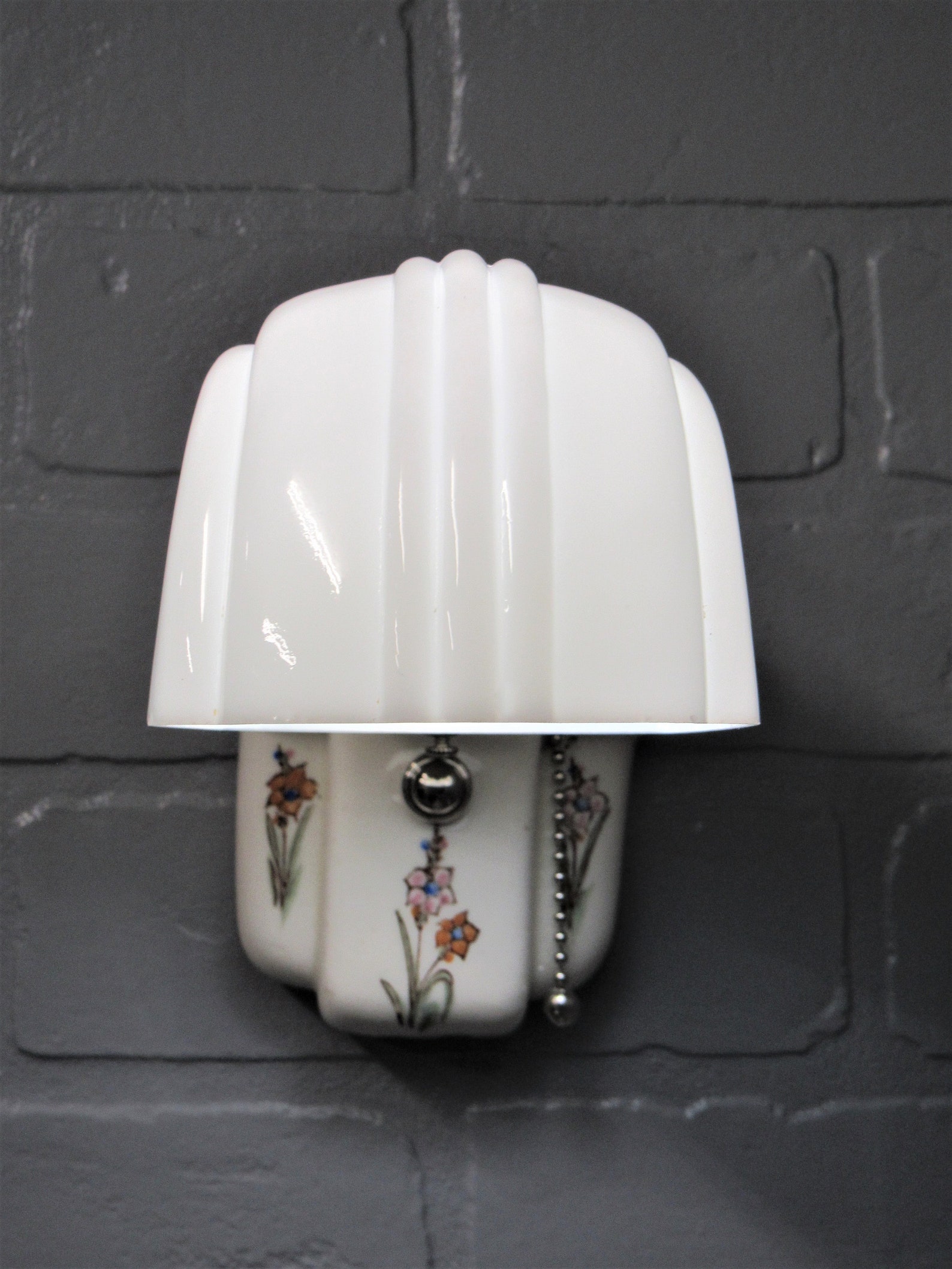 Vintage Art Deco Bathroom Wall Sconce Vanity Light Ivory Etsy