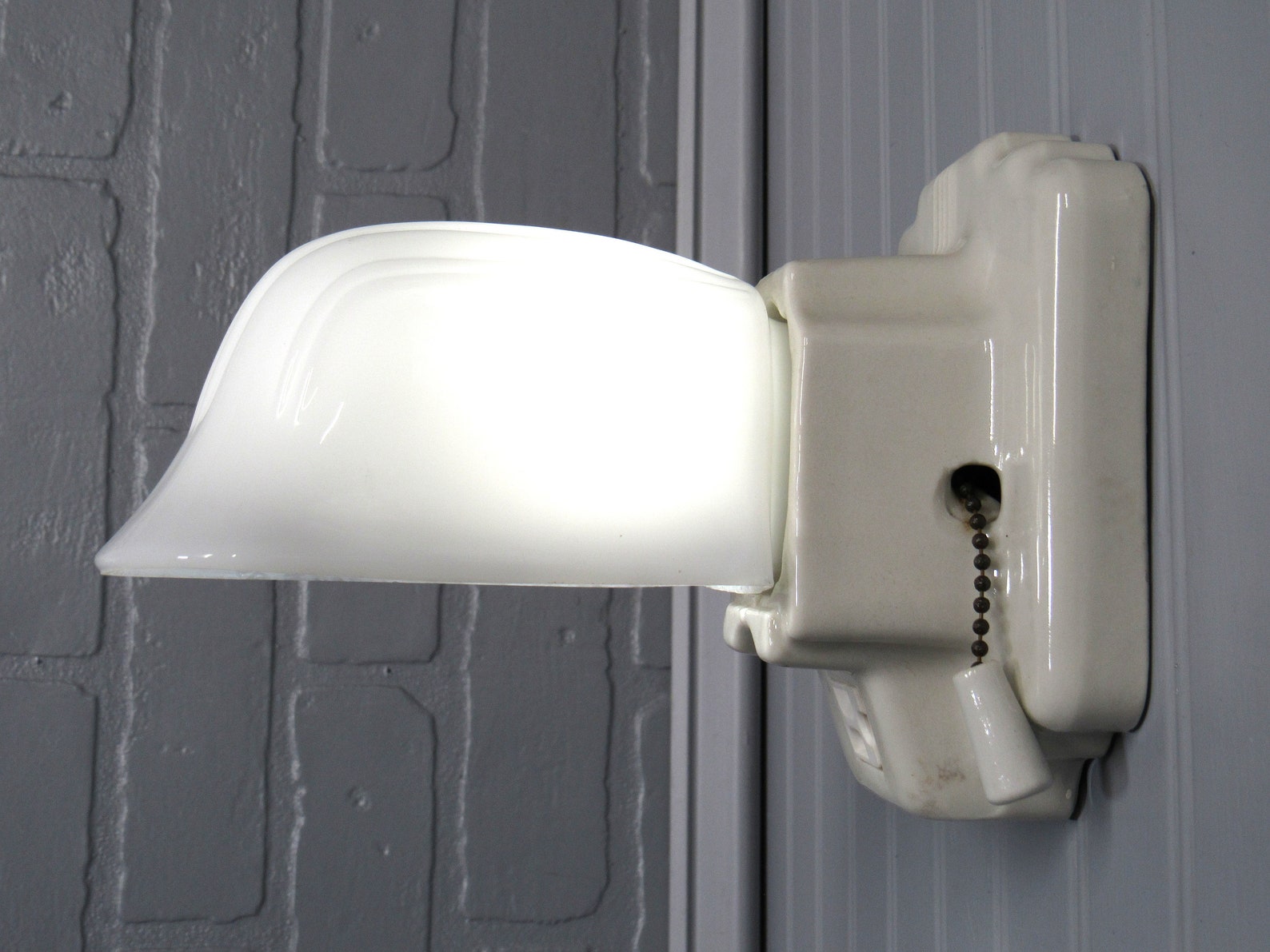 Vintage Art Deco Vanity Light Bathroom Wall Sconce Porcelain Etsy