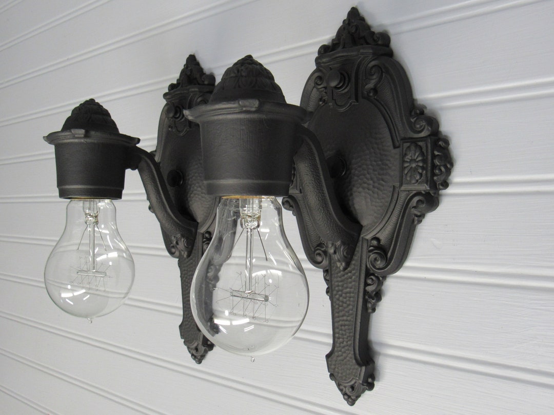 Pair Vintage 1930's Black Art Deco Wall Sconces Restored 10 1/4 Tall - Etsy