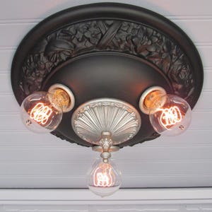 Vintage Flush Mount Ceiling Light 1920&#39;s Art Deco Ceiling Light Farmhouse Decor Matte Black