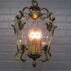Vintage Antique Art Deco French Bronze Lantern Light 32 1/4&quot; Long